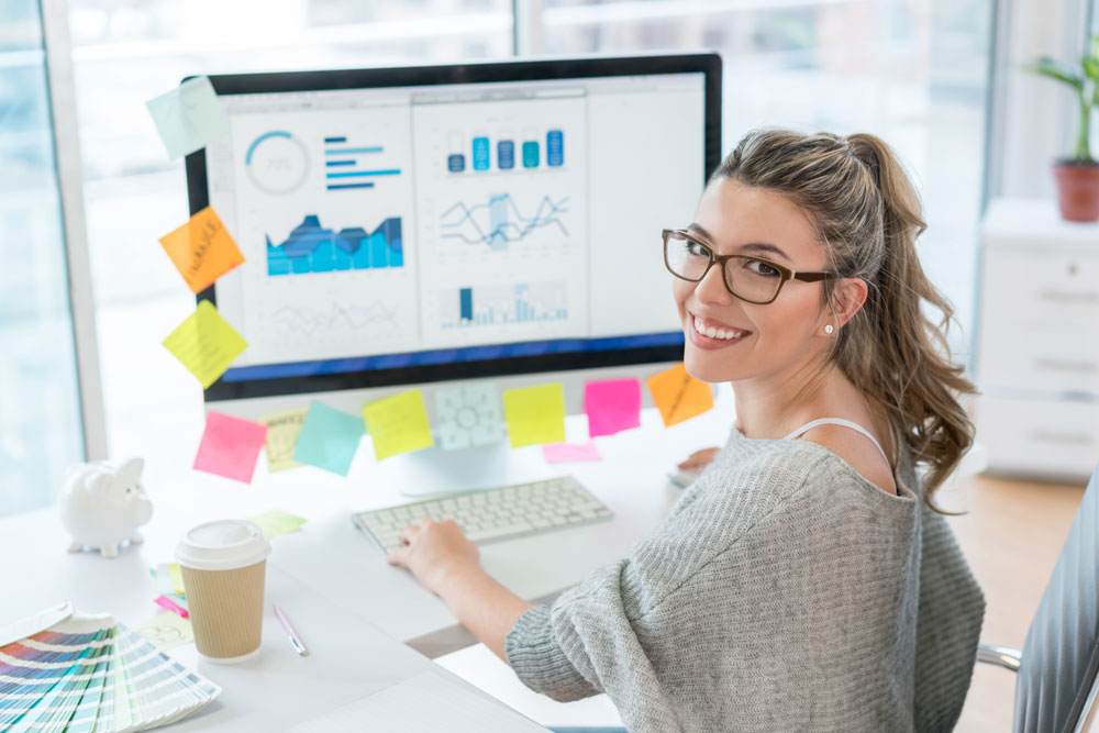Happy Website Designer with Color