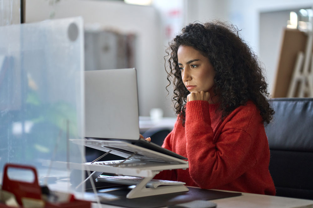woman analyzing website data